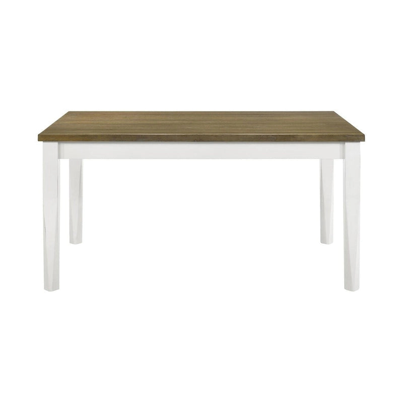 Table de salle à manger rectangulaire Pratto marron brossé et blanc cassé