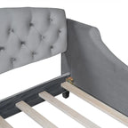 Lit de jour capitonné de luxe moderne pleine grandeur, design multifonctionnel, sans sommier requis