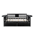 Canapé-lit de jour pleine grandeur avec deux tiroirs, accoudoirs et sommier à lattes en bois