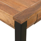 Table de salle à manger rectangulaire extensible de 83 pouces, en bois de manguier fabriqué à la main avec des pieds en fer noir