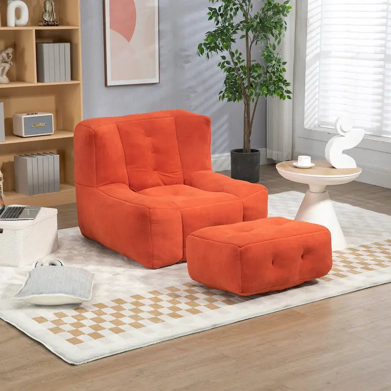 Pouf confortable pour adultes et enfants, fauteuil relax ultra doux avec mousse et repose-pieds