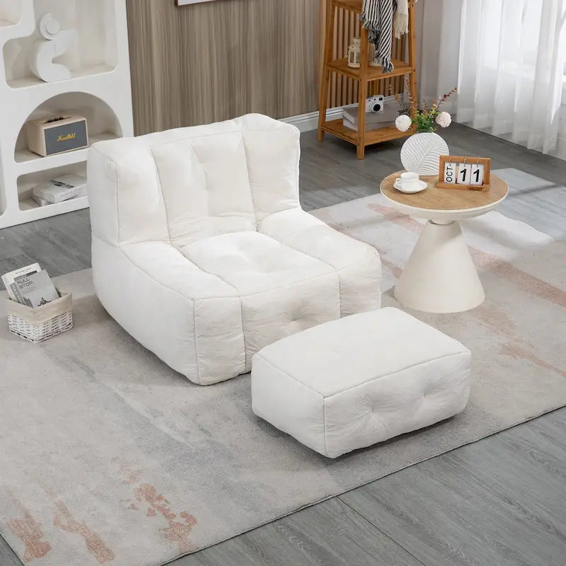 Pouf confortable pour adultes et enfants, fauteuil relax ultra doux avec mousse et repose-pieds