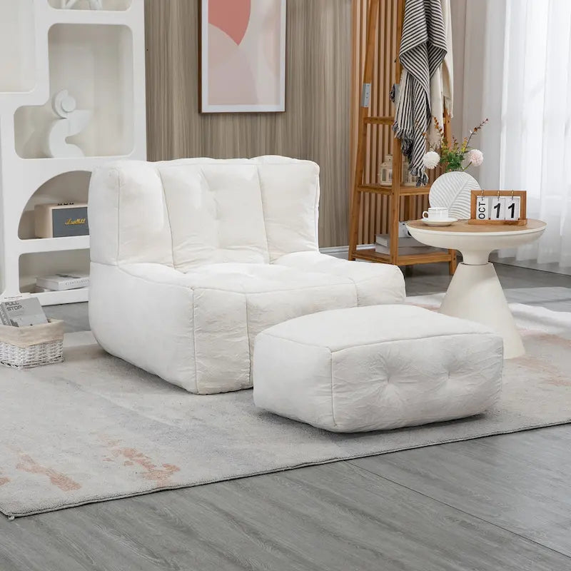 Pouf confortable pour adultes et enfants, fauteuil relax ultra doux avec mousse et repose-pieds