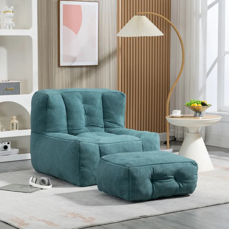 Pouf confortable pour adultes et enfants, fauteuil relax ultra doux avec mousse et repose-pieds