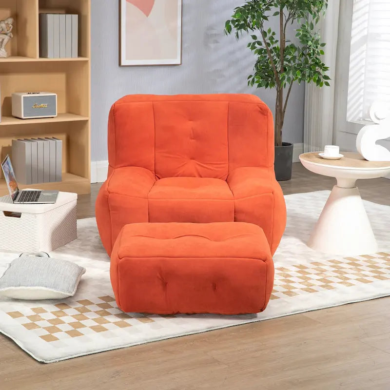 Pouf confortable pour adultes et enfants, fauteuil relax ultra doux avec mousse et repose-pieds