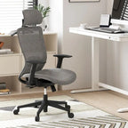 Chaise de bureau ergonomique FlexiSpot pivotante à 360°, réglable en hauteur, en maille, avec appui-tête, soutien lombaire et accoudoirs réglables.