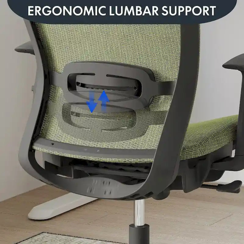 Chaise de bureau ergonomique FlexiSpot pivotante à 360°, réglable en hauteur, en maille, avec appui-tête, soutien lombaire et accoudoirs réglables.