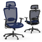 Chaise de bureau ergonomique FlexiSpot pivotante à 360°, réglable en hauteur, en maille, avec appui-tête, soutien lombaire et accoudoirs réglables.