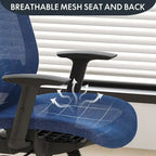 Chaise de bureau ergonomique FlexiSpot pivotante à 360°, réglable en hauteur, en maille, avec appui-tête, soutien lombaire et accoudoirs réglables.