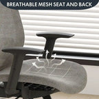 Chaise de bureau ergonomique FlexiSpot pivotante à 360°, réglable en hauteur, en maille, avec appui-tête, soutien lombaire et accoudoirs réglables.