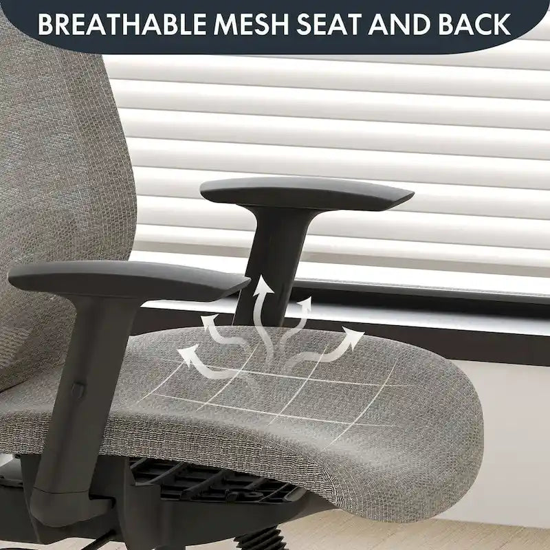 Chaise de bureau ergonomique FlexiSpot pivotante à 360°, réglable en hauteur, en maille, avec appui-tête, soutien lombaire et accoudoirs réglables.