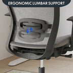 Chaise de bureau ergonomique FlexiSpot pivotante à 360°, réglable en hauteur, en maille, avec appui-tête, soutien lombaire et accoudoirs réglables.