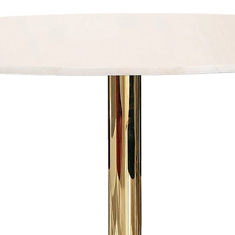 Table de salle à manger moderne ronde de 76 cm (30 pouces) avec plateau en marbre blanc et or