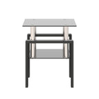 Table basse/table d'appoint carrée moderne en verre trempé - 17,72L x 17,72l x 20,5H,
