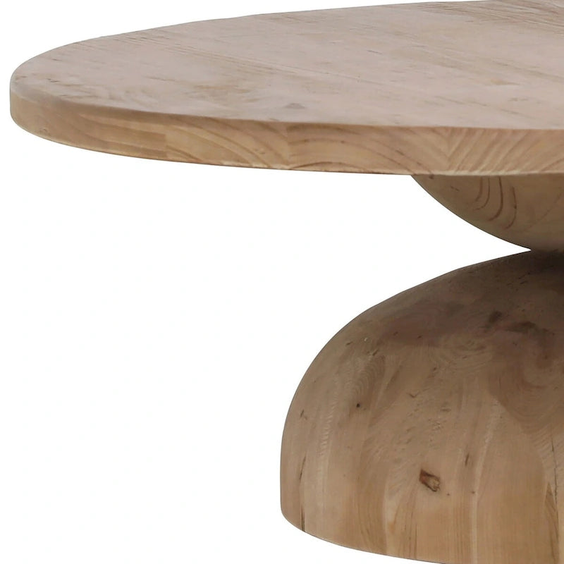 Table basse ronde moderne Balak en forme de sablier, pin naturel