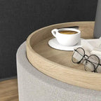 Table basse ronde de rangement avec plateau rabattable