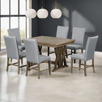 Ensemble de table à manger 7 pièces, table de cuisine extensible avec chaises rembourrées, gris