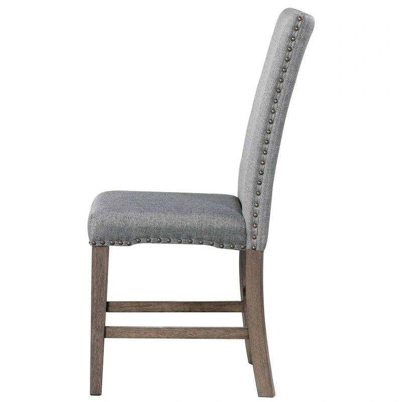 Ensemble de table à manger 7 pièces, table de cuisine extensible avec chaises rembourrées, gris