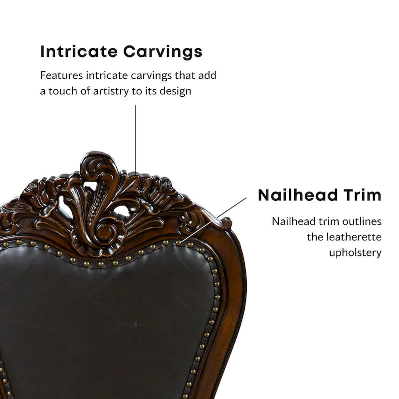 Chaises de salle à manger traditionnelles Eugene en bois massif avec garniture cloutée et pieds cabriolet (ensemble de 2) de Furniture of America