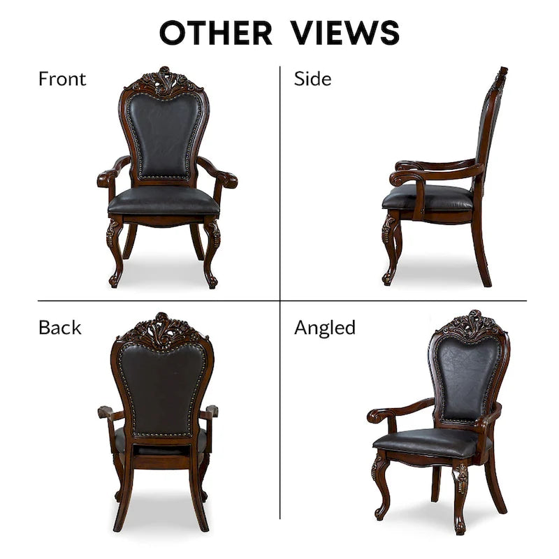 Chaises de salle à manger traditionnelles Eugene en bois massif avec garniture cloutée et pieds cabriolet (ensemble de 2) de Furniture of America