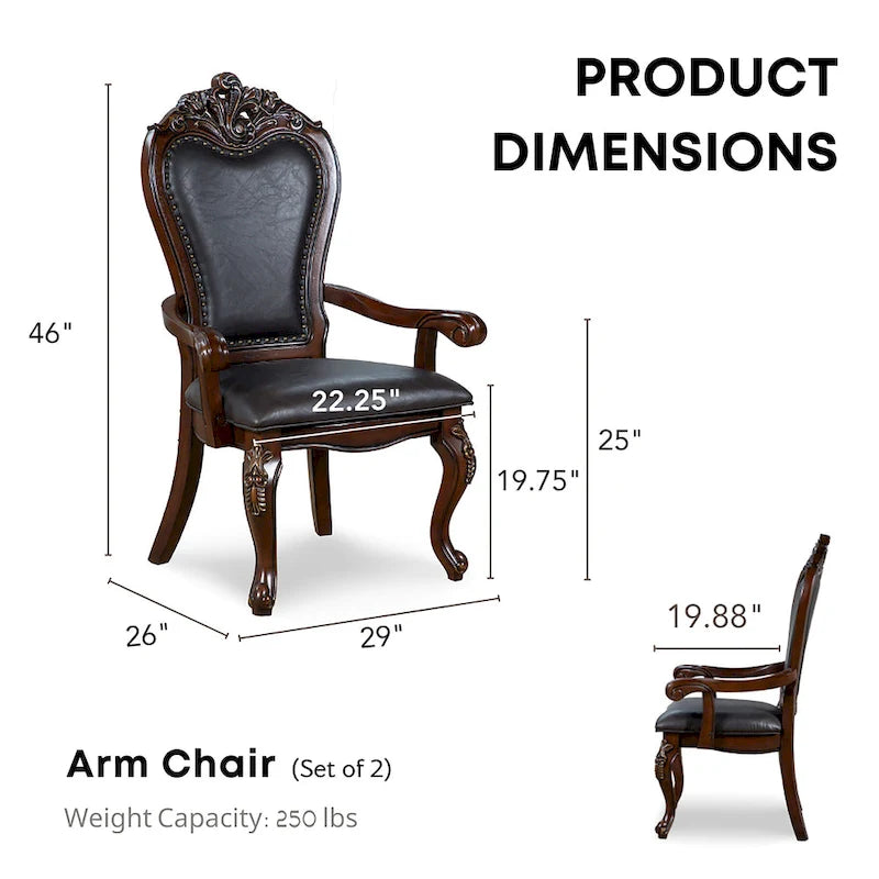 Chaises de salle à manger traditionnelles Eugene en bois massif avec garniture cloutée et pieds cabriolet (ensemble de 2) de Furniture of America