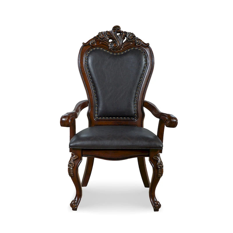 Chaises de salle à manger traditionnelles Eugene en bois massif avec garniture cloutée et pieds cabriolet (ensemble de 2) de Furniture of America