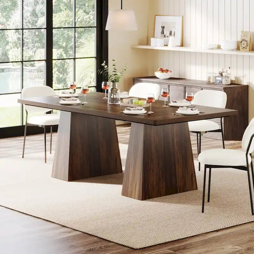 63 Inches Modern Dining Table for 4-6, Wood Kitchen Dinner Table