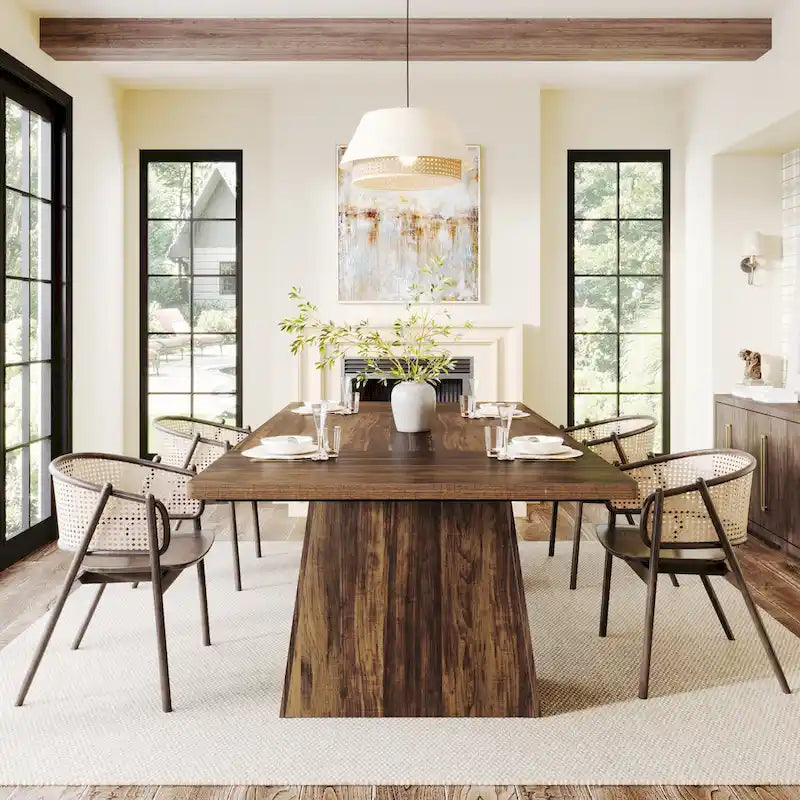 Table de salle à manger moderne de 160 cm pour 4 à 6 personnes, table de cuisine en bois