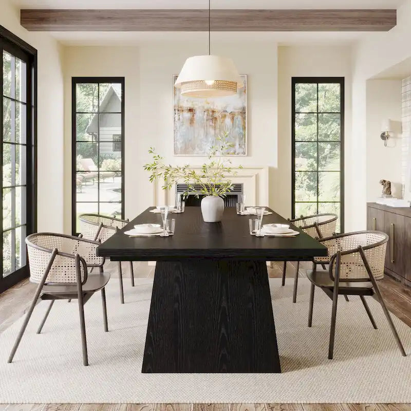 Table de salle à manger moderne de 160 cm pour 4 à 6 personnes, table de cuisine en bois