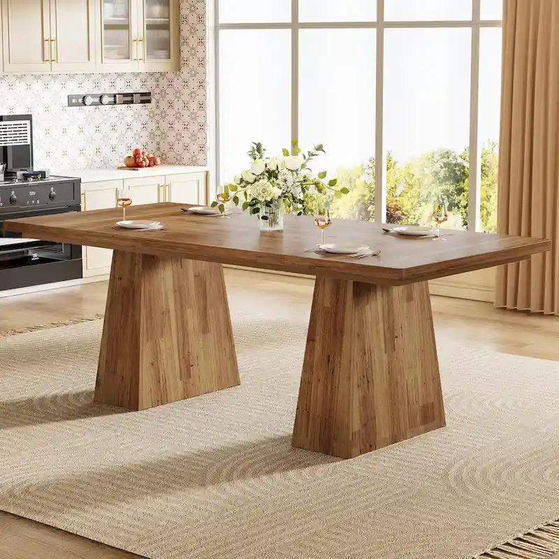 Table de salle à manger moderne de 160 cm pour 4 à 6 personnes, table de cuisine en bois