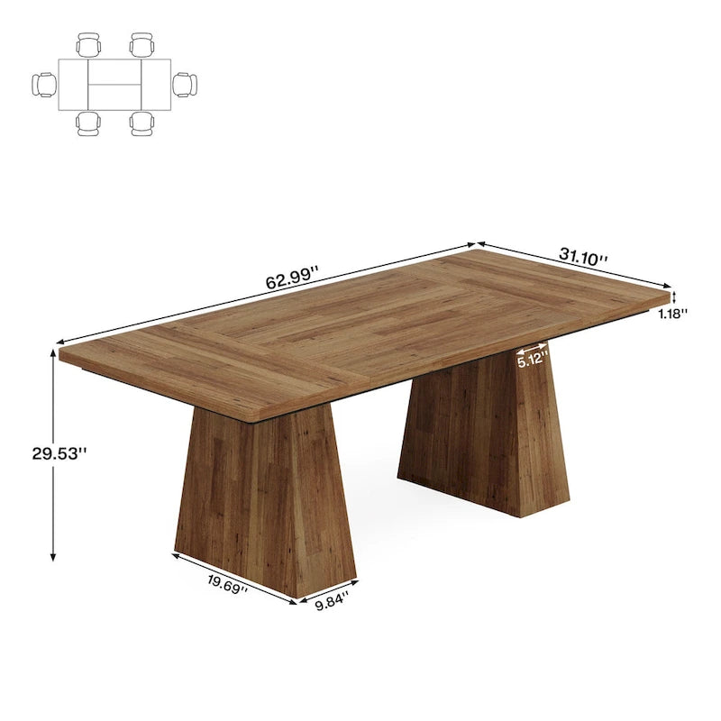 Table de salle à manger moderne de 160 cm pour 4 à 6 personnes, table de cuisine en bois