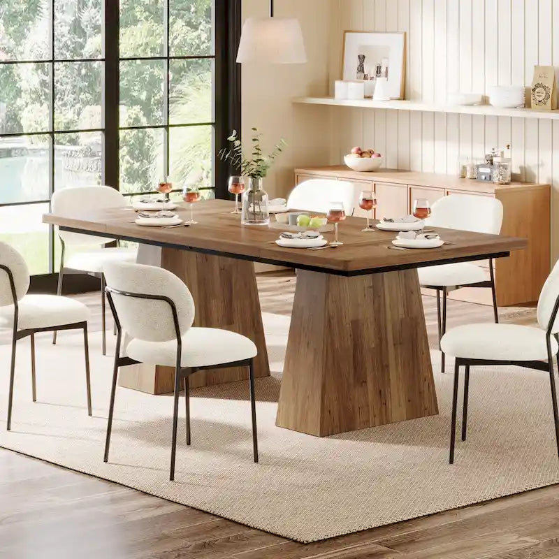 Table de salle à manger moderne de 160 cm pour 4 à 6 personnes, table de cuisine en bois