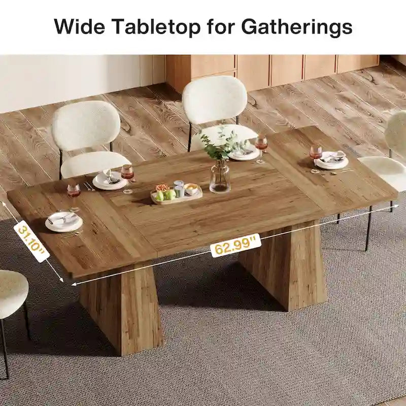 Table de salle à manger moderne de 160 cm pour 4 à 6 personnes, table de cuisine en bois