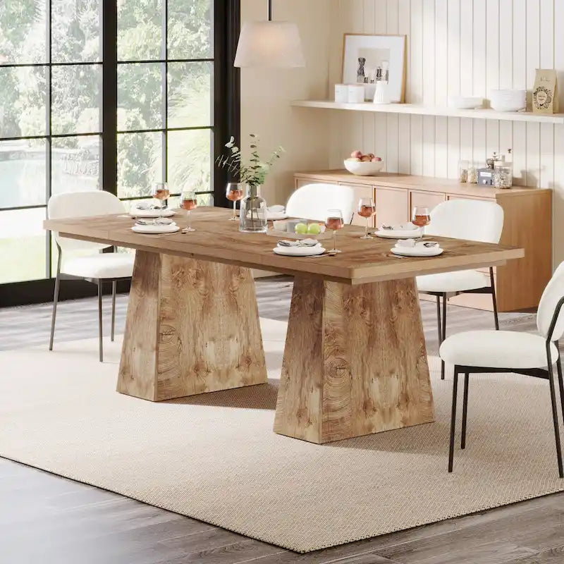 Table de salle à manger moderne de 160 cm pour 4 à 6 personnes, table de cuisine en bois