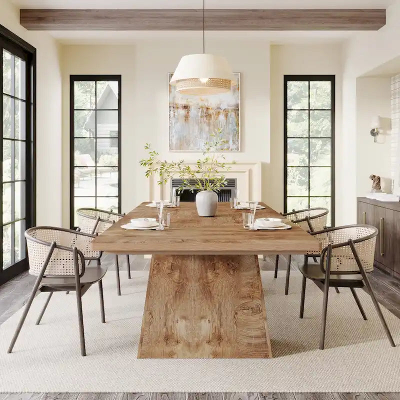 Table de salle à manger moderne de 160 cm pour 4 à 6 personnes, table de cuisine en bois
