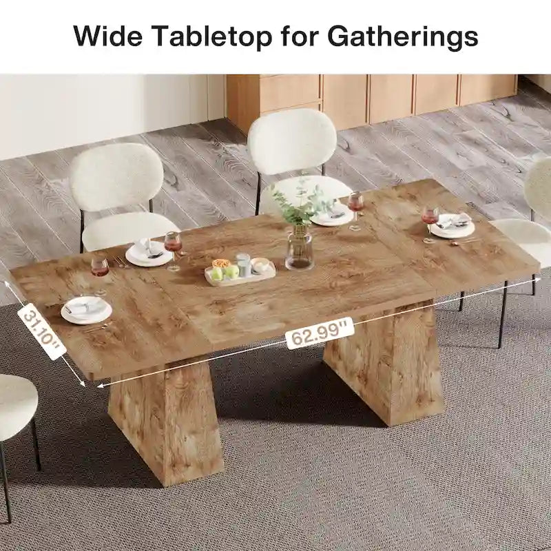 Table de salle à manger moderne de 160 cm pour 4 à 6 personnes, table de cuisine en bois