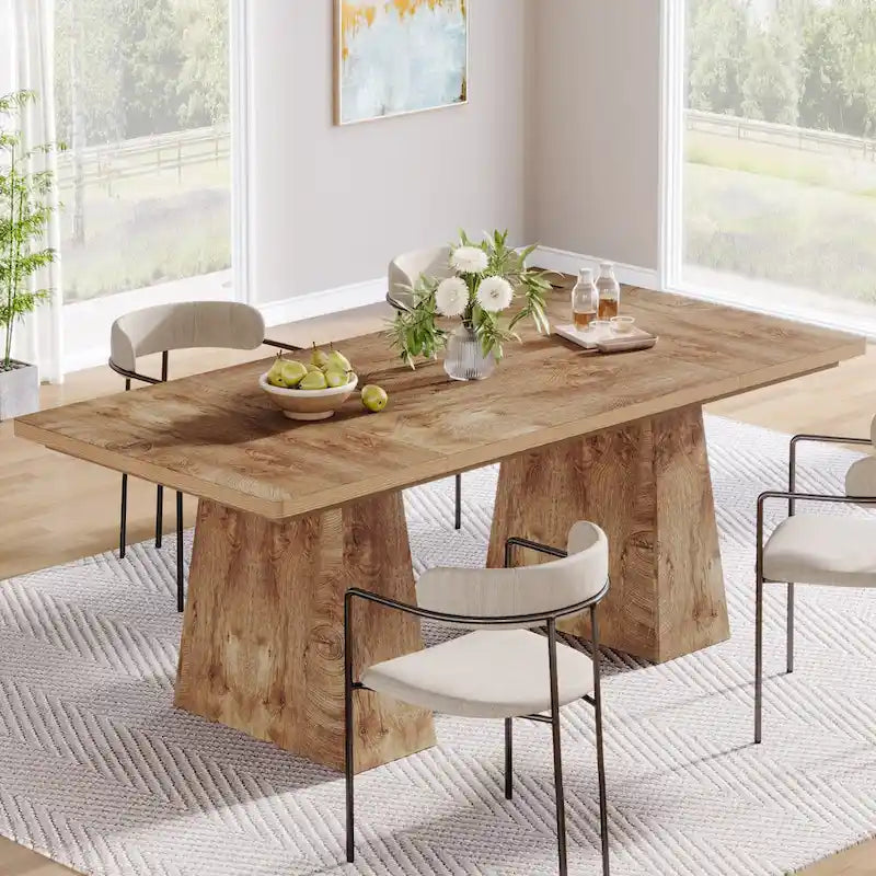 Table de salle à manger moderne de 160 cm pour 4 à 6 personnes, table de cuisine en bois