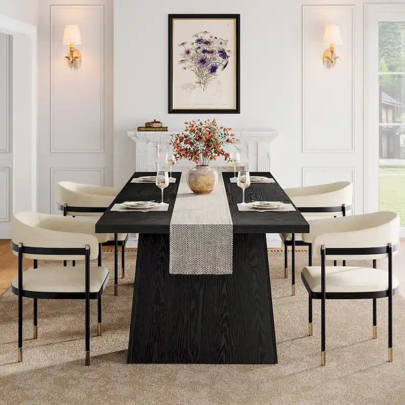 Table de salle à manger moderne de 160 cm pour 4 à 6 personnes, table de cuisine en bois