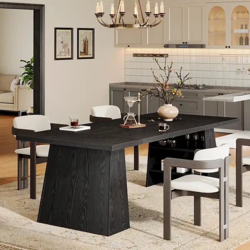 Table de salle à manger moderne de 160 cm pour 4 à 6 personnes, table de cuisine en bois