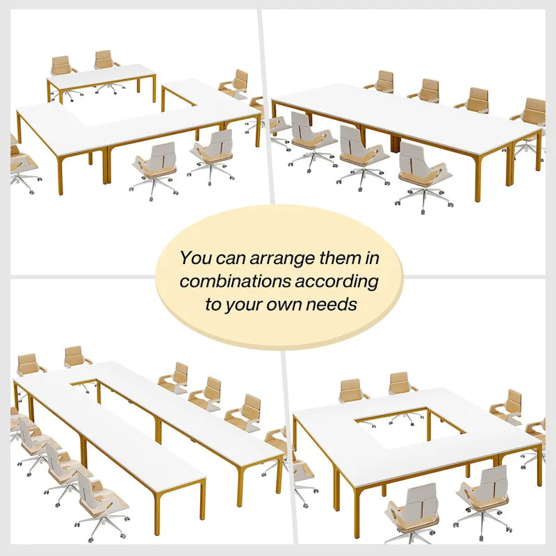 Table de conférence de 1,98 m (6,5 pi), grande table de réunion avec pieds en métal pour salle de conférence, bureau