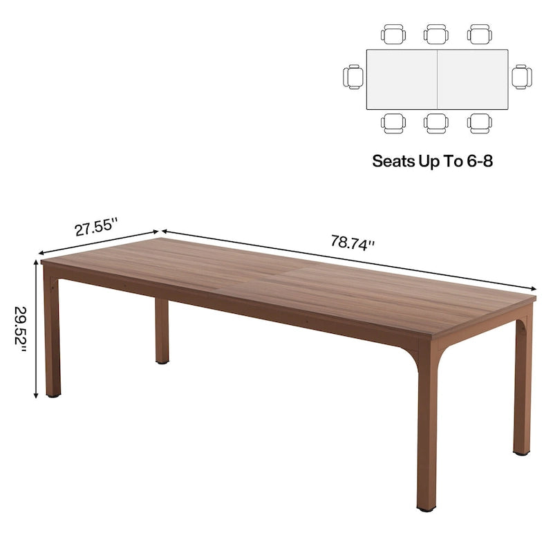Table de conférence de 1,98 m (6,5 pi), grande table de réunion avec pieds en métal pour salle de conférence, bureau