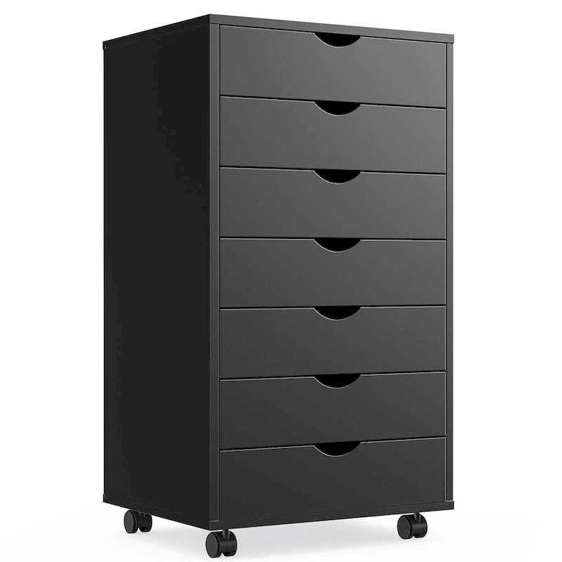 7 Drawer Chest - Storage Cabinets with Wheels Dressers Wood Dresser Cabinet Mobile Organizer Drawers for Office