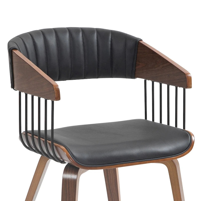 Beaumont Black Faux Leather Dining Chair with Walnut Wood Frame and Legs