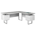 71 Grey L-Shape Computer Desk With Three Drawers