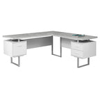 71 Grey L-Shape Computer Desk With Three Drawers