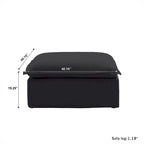 Canapé d'angle en lin avec plusieurs coussins et pouf de rangement intégré