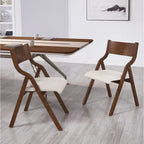 Ensemble de 2 chaises de salle à manger pliantes et rembourrées - Design compact et portable pour la salle à manger - Finition noyer élégante