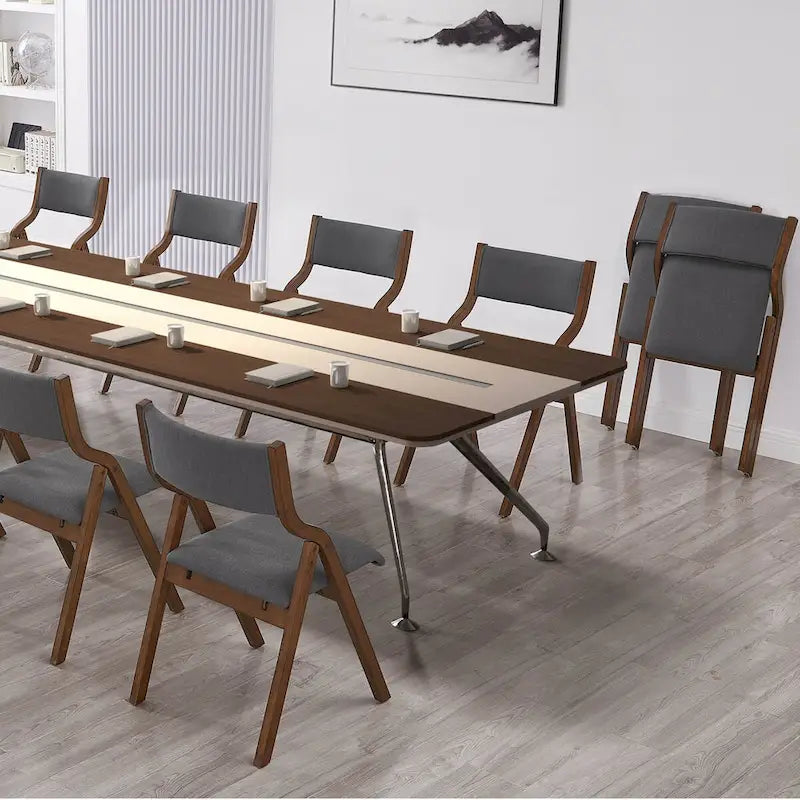 Ensemble de 2 chaises de salle à manger pliantes et rembourrées - Design compact et portable pour la salle à manger - Finition noyer élégante