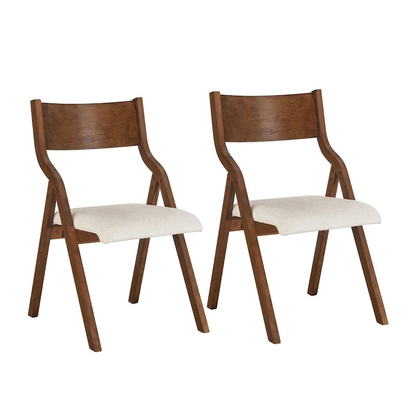 Ensemble de 2 chaises de salle à manger pliantes et rembourrées - Design compact et portable pour la salle à manger - Finition noyer élégante