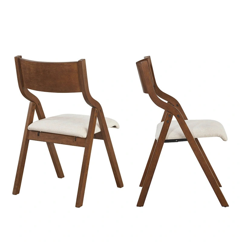 Ensemble de 2 chaises de salle à manger pliantes et rembourrées - Design compact et portable pour la salle à manger - Finition noyer élégante